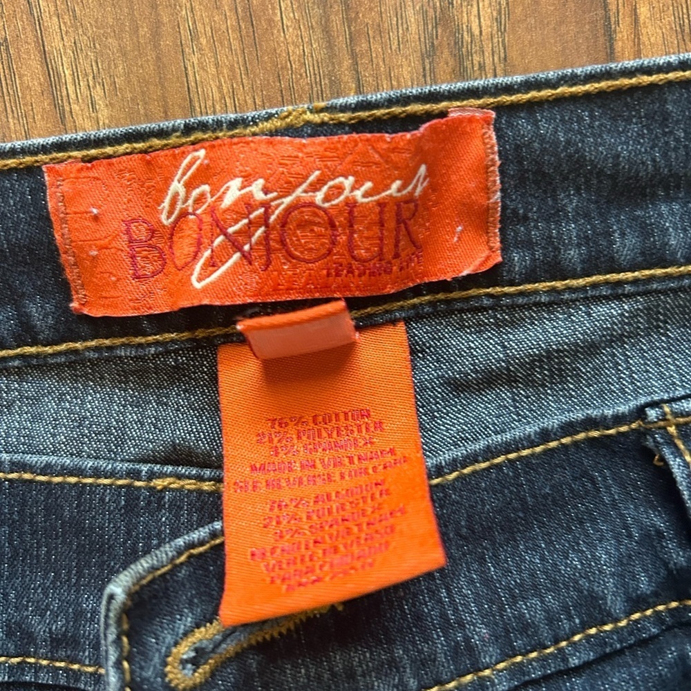 Wide Leg Dark Denim Wash Jeans Pockets Women Size 10 Bonjour Normcore 90s - Picture 5 of 9